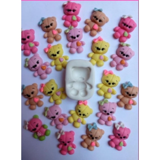 Molde De Silicone Para Biscuit Ursinho Mini Fofura - Artes Da Cris