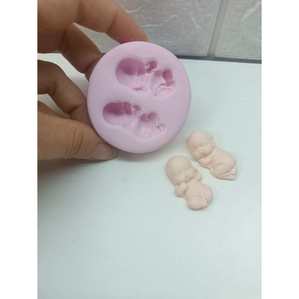 Molde de Silicone Para Biscuit duo bebês mini