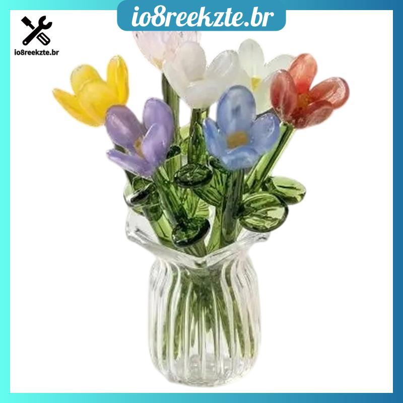 Decoração Do Quarto Presente De Mesa Colorido Esmalte Flor Artificial Ornamento Bonito Floral Planta Vaso Modelo Estatue