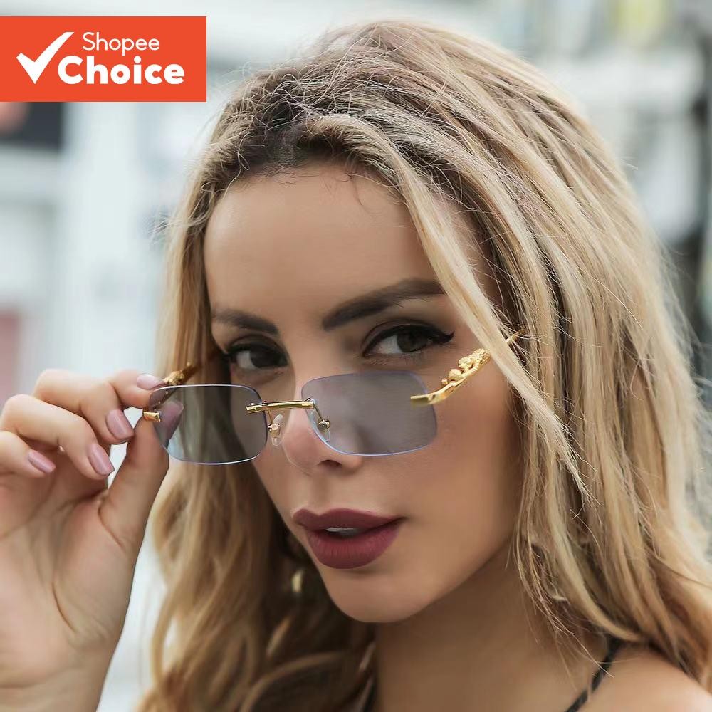 Óculos De Sol Cortados Pequeno Quadrado Cheetah Multicolorido Sem Moldura Ao Ar Livre UV400 Da Moda Coreana