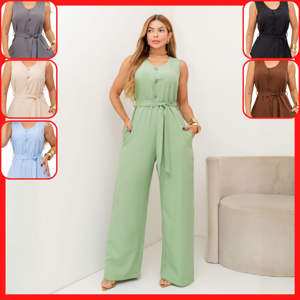 Macacão Feminino Alfaiataria Longo Pantalona Flare Elegante Casamento Formatura Festa Chique X274