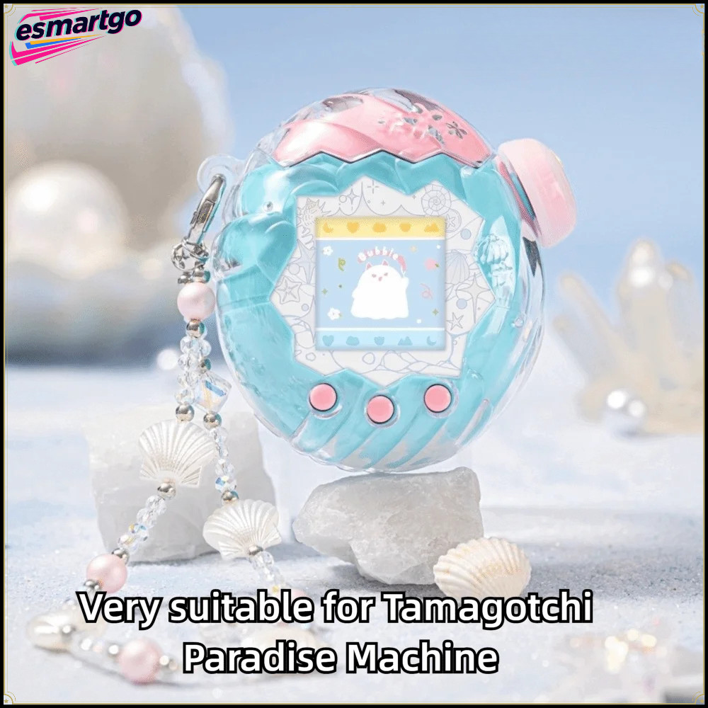 Tamagotchi Paradise Capa Protetora Transparente Para PC Com Adesivo De Painel Pingente Botão C Sea Wave Shell