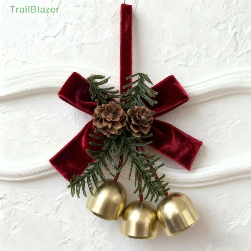 TR 1/2 Pçs Natal Jingle Bells Porta Pendurado Ornamento Veludo Arco Pinha Para Árvore De Férias Casa Da Frente Decoração