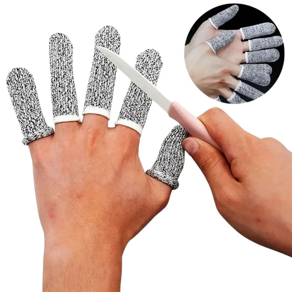 Kit com 10 protetores de dedos resistentes e anti-corte para as mãos, que previnem acidentes com facas e objetos pontiag