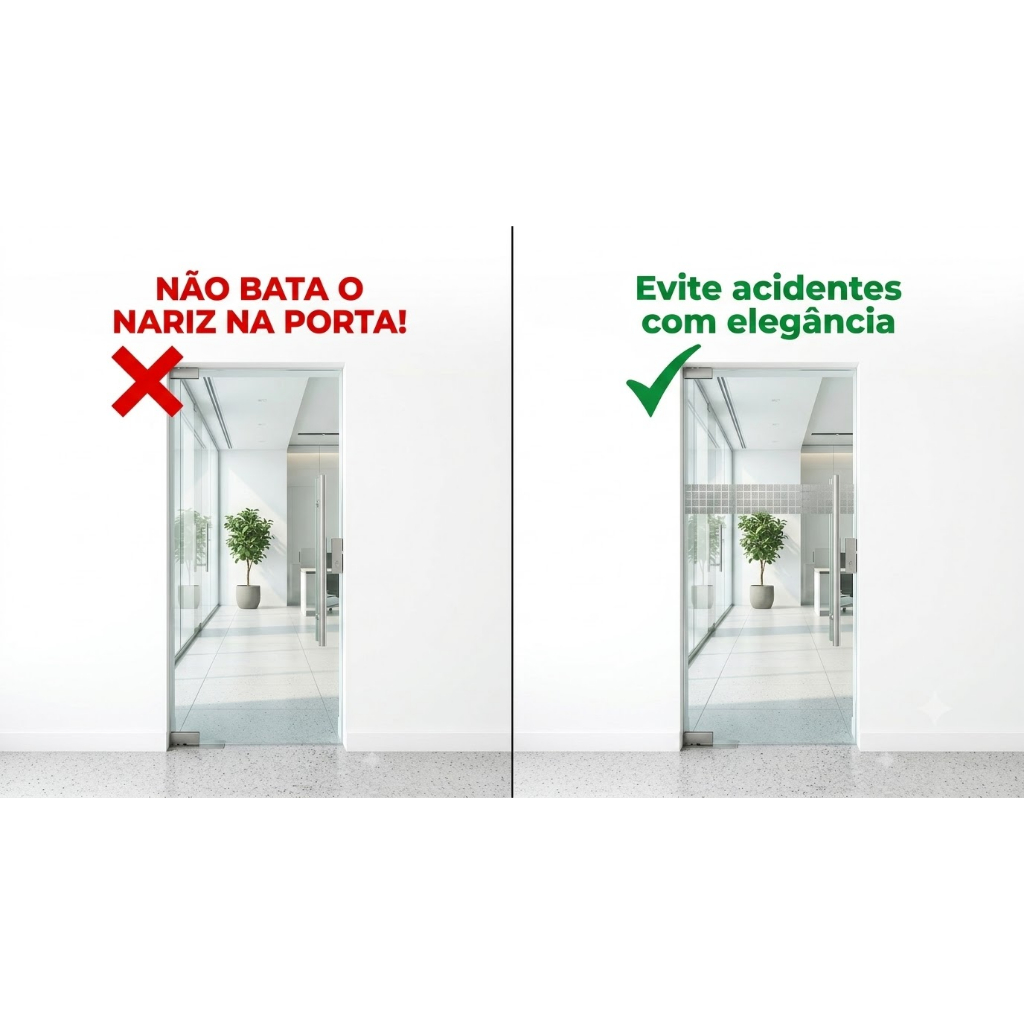 Kit 4 Faixas Adesivo Anti Trombada Porta de Vidro e Vitrine 100x10cm - Evite Acidentes