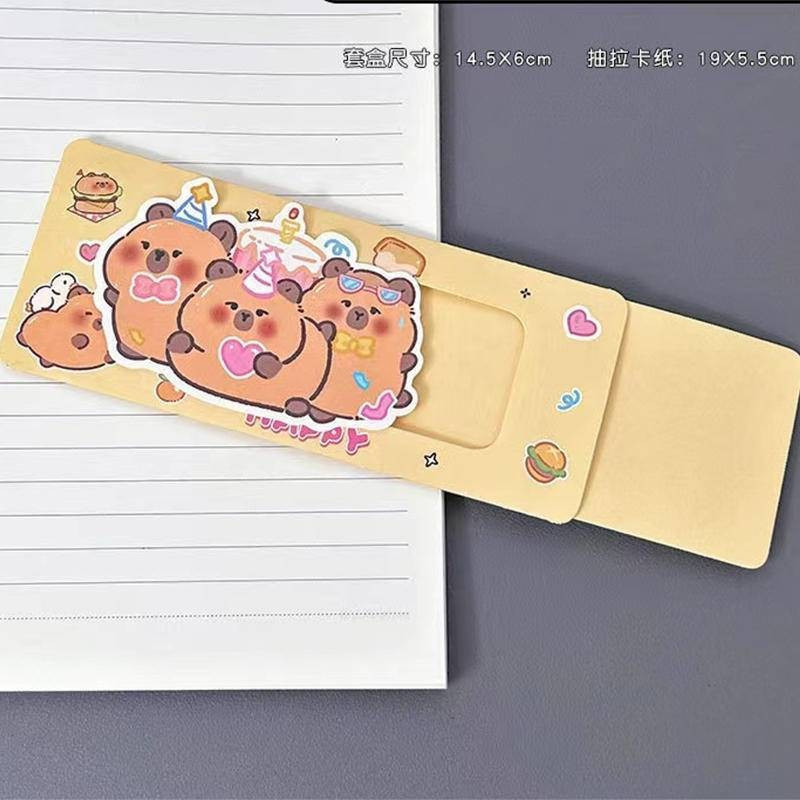 10Zhang/Set Cute Cartoon Capybara Card Children's Birthday Party Invitation Card Push-pull postcard Mother's Day Gift