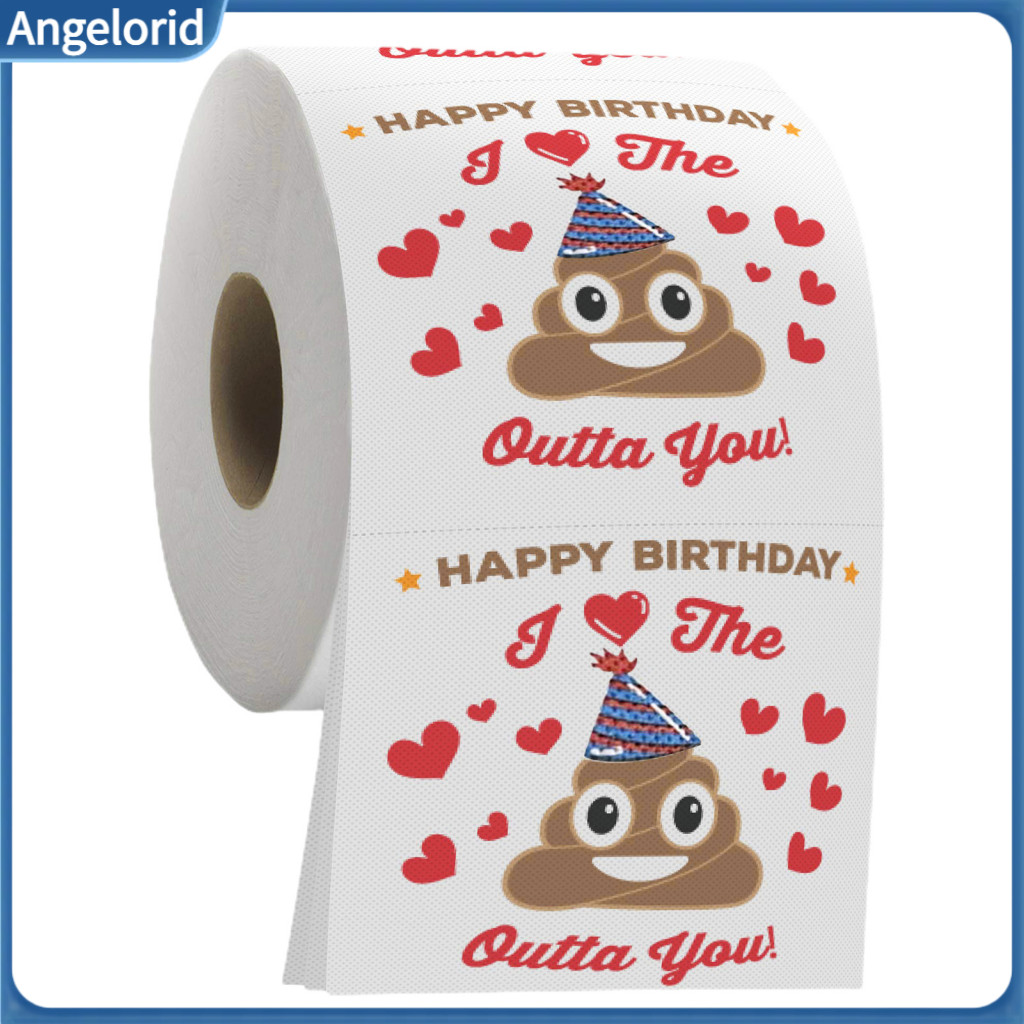 Birthday Gift Toilet Paper Roll Prank 2 Rolls Funny Poop Pattern 3-ply Soft Party Novelty Gag for Pranks