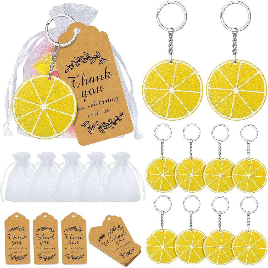Keychain Party Favors Return Favors Carnival Prizes with Thank You Kraft Tags Organza Gifts Bags for Birthday Party Supp