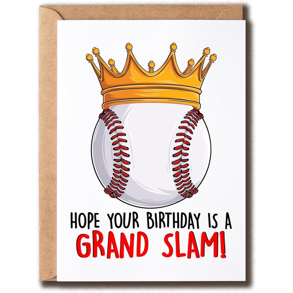 Baseball Birthday Card - Hope Your Birthday Is A Grand Slam Card - Sports Bday Card - Baseball Lover Gift - Sports Lover