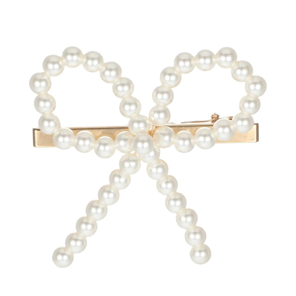 Pearl Bow Hair Clip, Cute Hair Barrettes for Bride Women Girls Birthday Party Favors Gifts