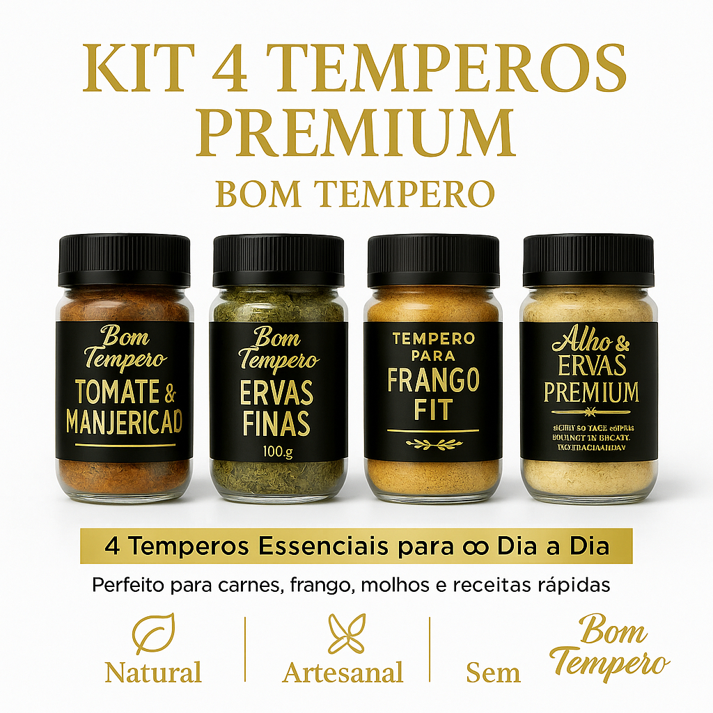 Kit Bom Tempero – 4 Temperos Naturais Artesanais com Sal de Mossoró
