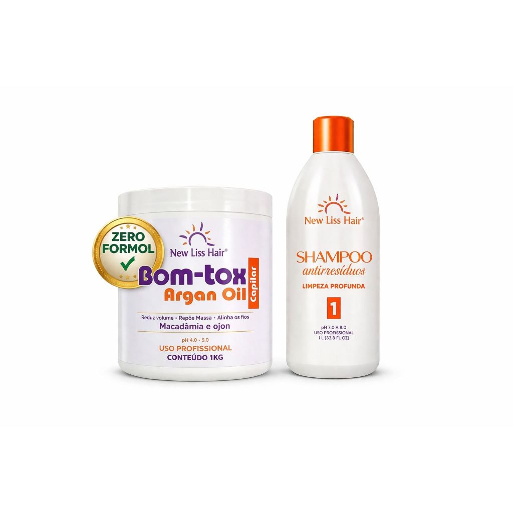 kit Bom-tox capilar Zero Formol + Shampoo 1l Gestante Pode Usar New