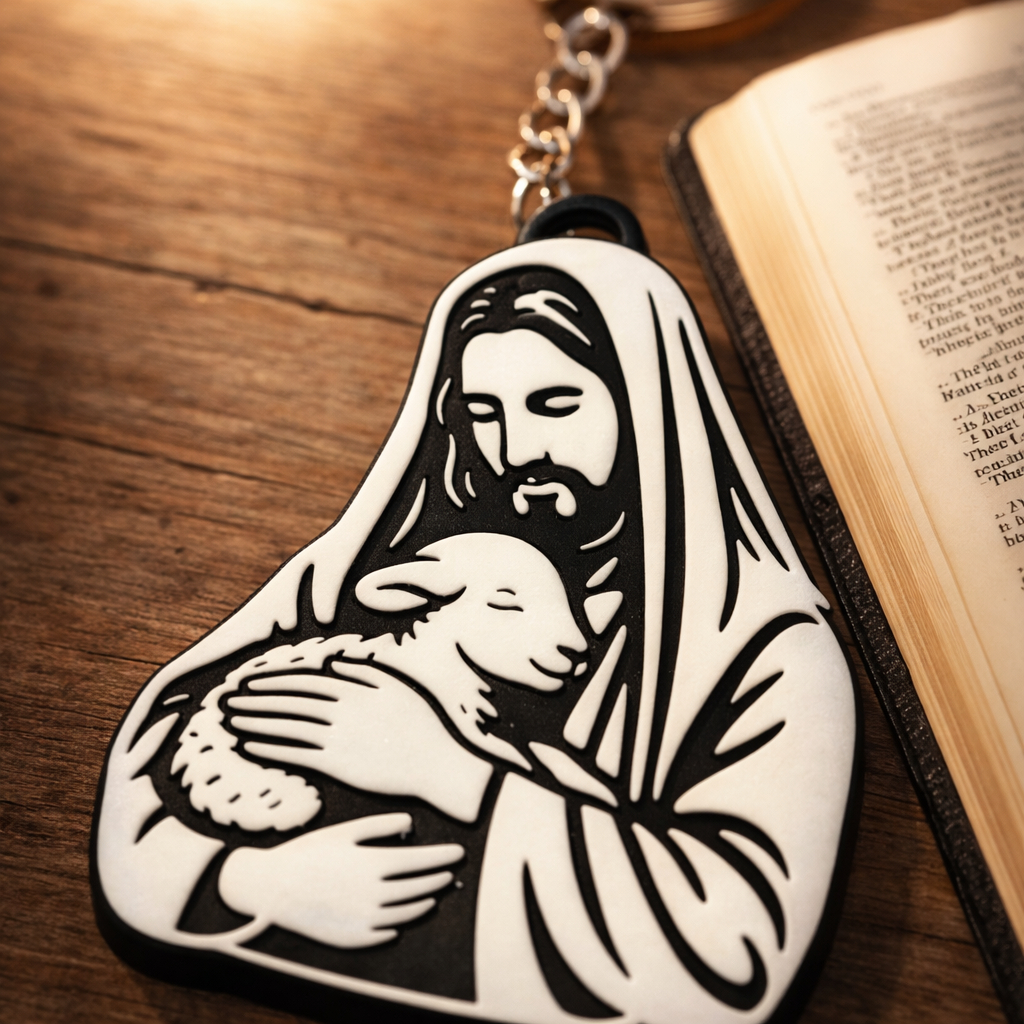 Chaveiro Jesus Bom Pastor com Ovelha Cristão Religioso Lembrancinha Igreja Kit de Chaveiros
