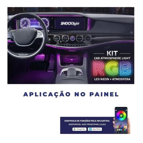 Fita Led P/ Painel Rgb Colorida 9x1 De Carro Neon Bluetooth