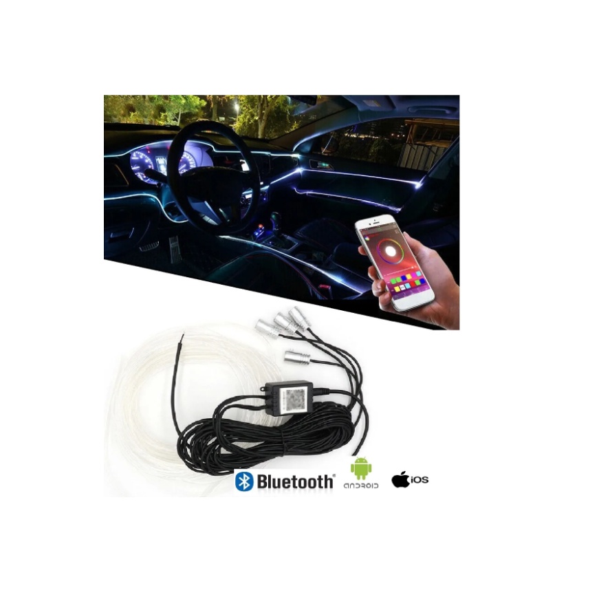 Luz Led Neon Cores Painel Automotivo Tuning App Bluetooth