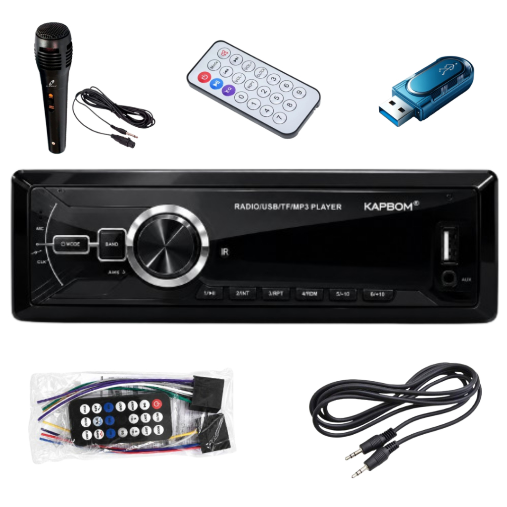 Rádio Som Automotivo Mp3 1 Din Bluetooth 2 USB Sd Auxiliar com Microfone, Controle Pen drive Carro Universal Painel LED