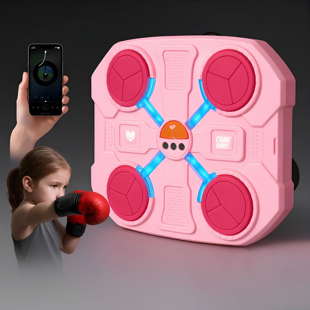 Painel Musical de Boxe Interativo Rosa com Luz LED e Bluetooth QJB-2