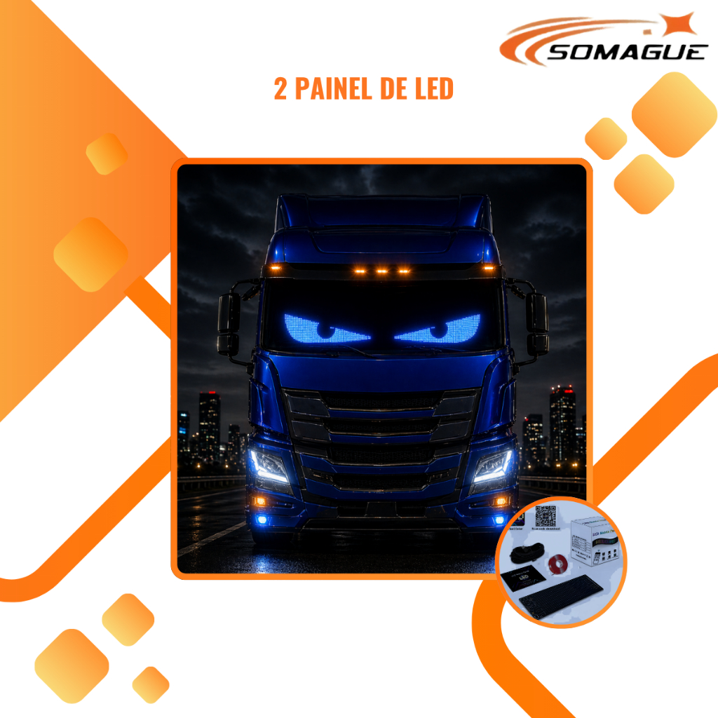 Conjunto Com 2 Painel Led Letreiro 12,5x60 Bluetooth  1536 Leds