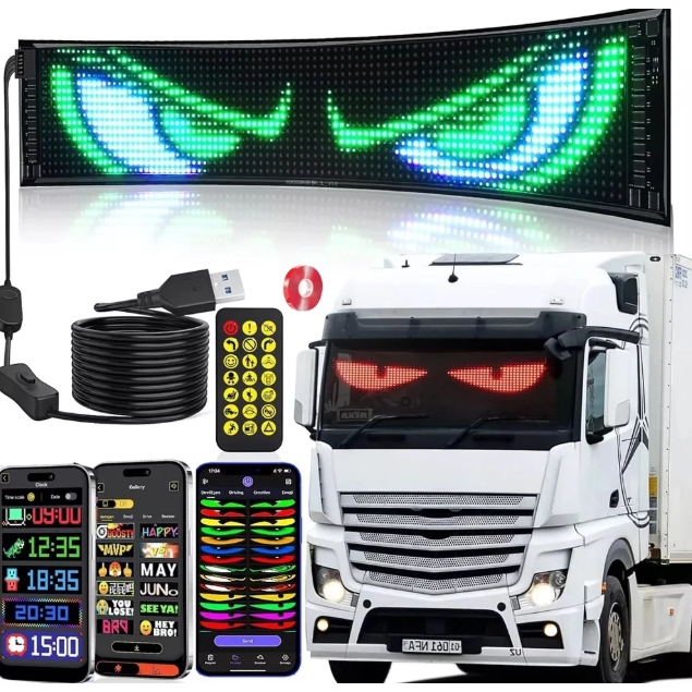 Painel Led olho diabo Flexível Digital Bluetooth App Carro USB Placa de Led (35 mm x 10 mm)