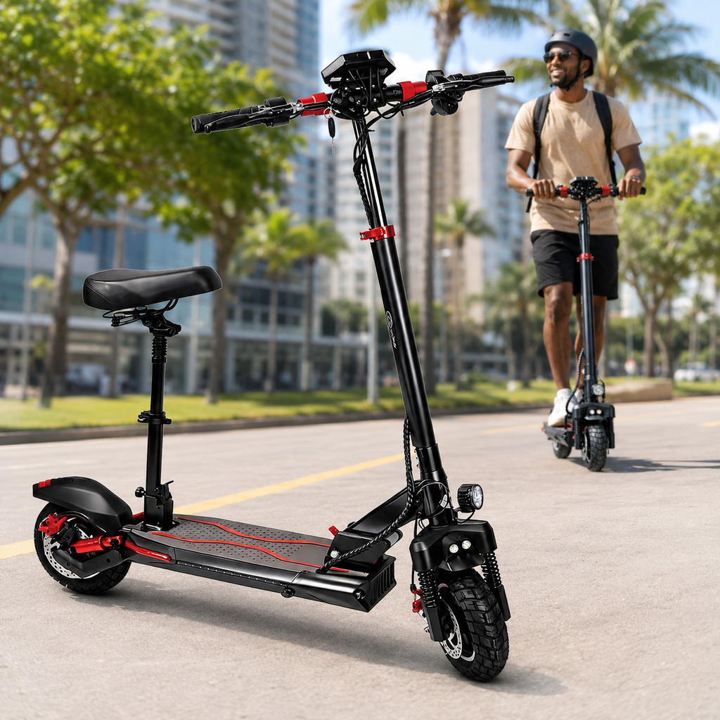 Scooter Elétrica Dobrável 500W para Adultos com Banco LED Painel Digital Bluetooth