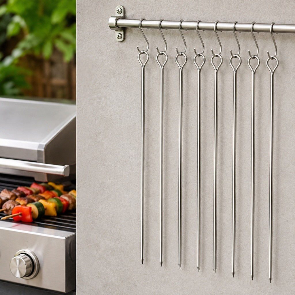 [unilayan] 20pcs 29.5 Cm De Comprimento Espetos Verticais Para Churrasco Varas De Churrasqueira De Aço Inoxidável Suport