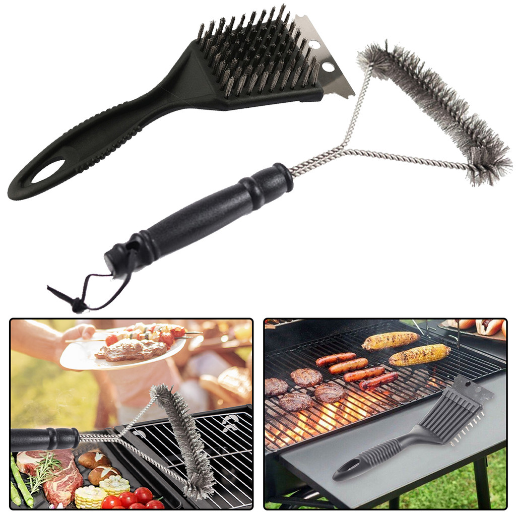 [unilayan] 2 Peças De Escova De Limpeza De Fio De Aço Inoxidável Para Churrasqueira Rack