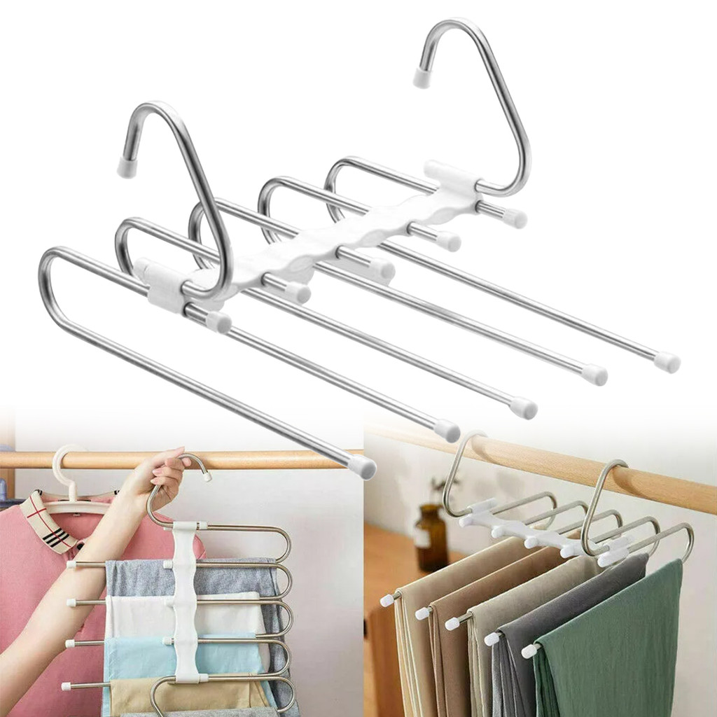 [unilayan] Cabide De Calças Multicamadas De Aço Inoxidável , Organizador De Armário Que Economiza Espaço , Rack De Armaz