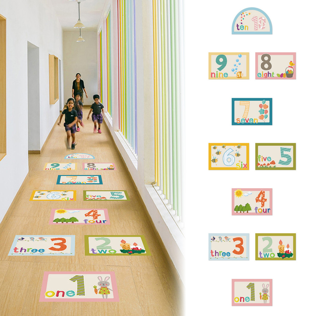 Educational Floor Decals for Kids Removable Number Stickers for Classroom Hopscotch for – Colorful Self-adhesive for P