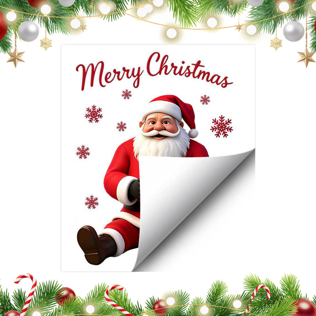 Christmas Bathroom Decorations Santa Claus Toilet Decals Sticker Waterproof Pvc Removable Snowflake Wall Decal for Glass
