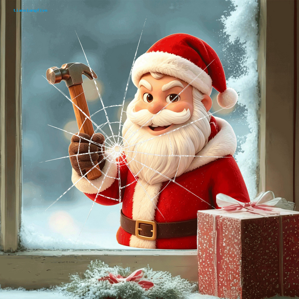 Christmas Window Clings Holiday Decals Santa Claus Sticker Removable Reusable Pvc Static Cling Decoration for Room Bedro