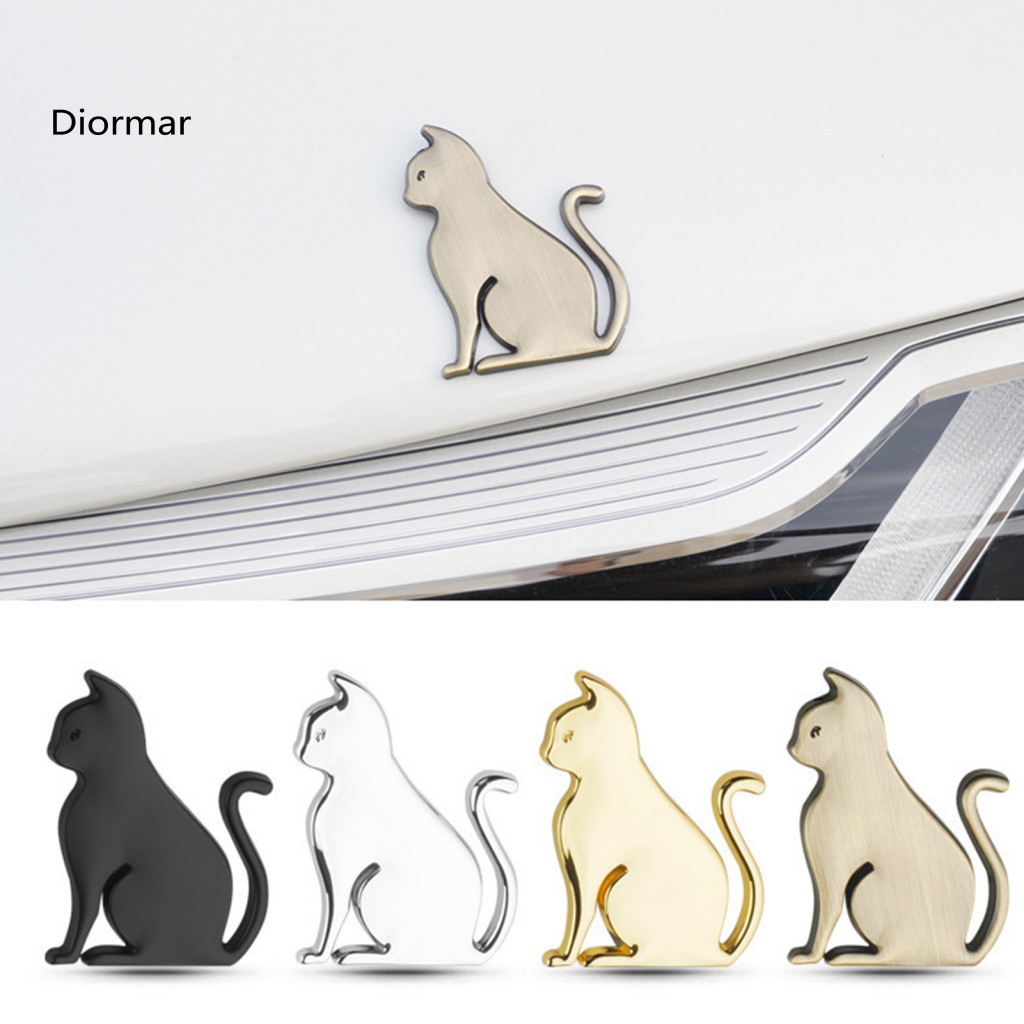 No Fall Off Car Sticker Removable Decals 3d Metal Cat Decal Emblem Chrome Finish Zinc Alloy for Body Trunk Weatherproof