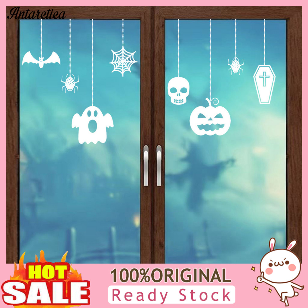 Reusable Window Cling Pumpkin Sticker Halloween Clings Removable Ghost Bat Spider Web Stickers No Residue Self-adhesive