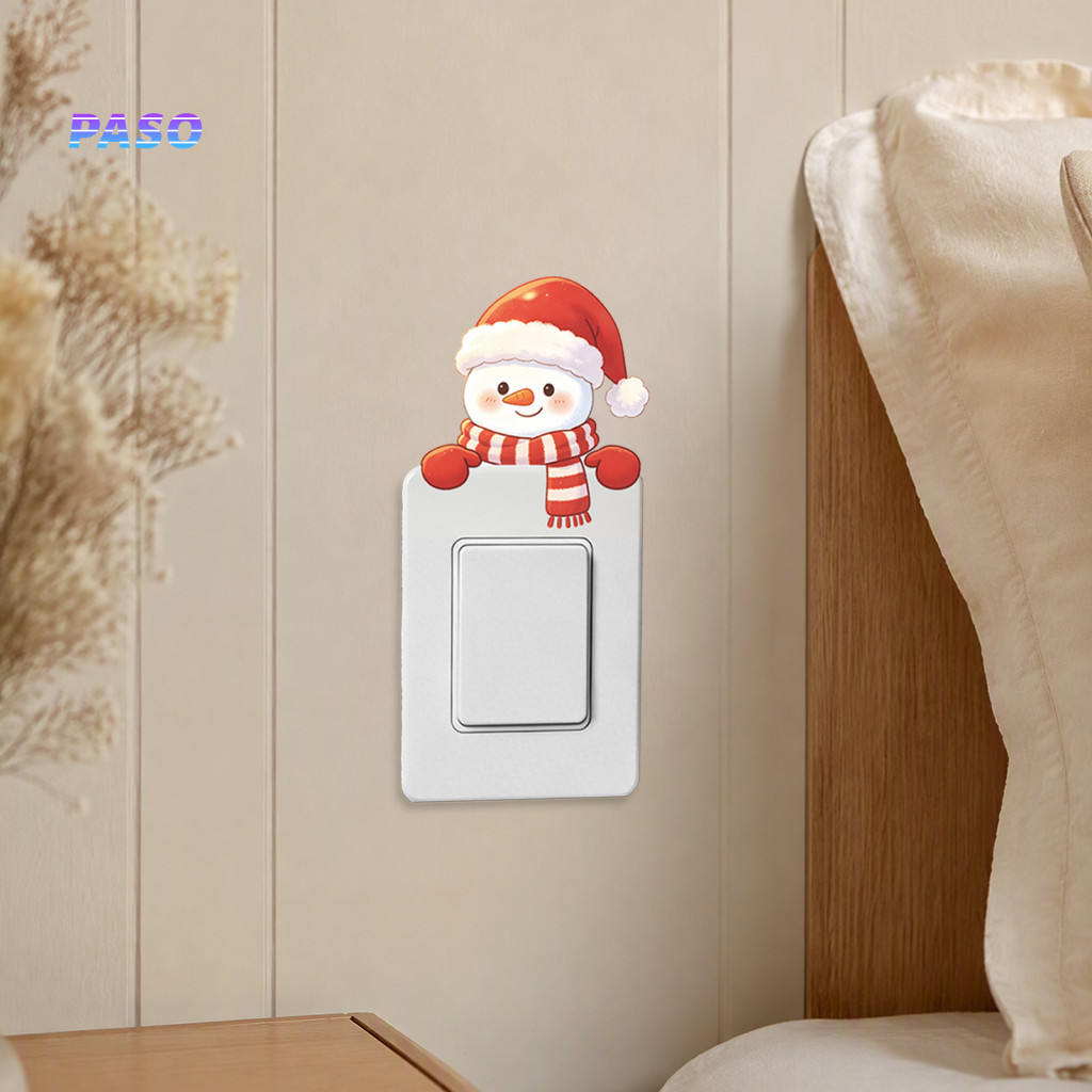 Removable Pvc Cover Christmas Switch Decal Snowman Light Stickers Waterproof Wall Decals for Square Power Switches Socke