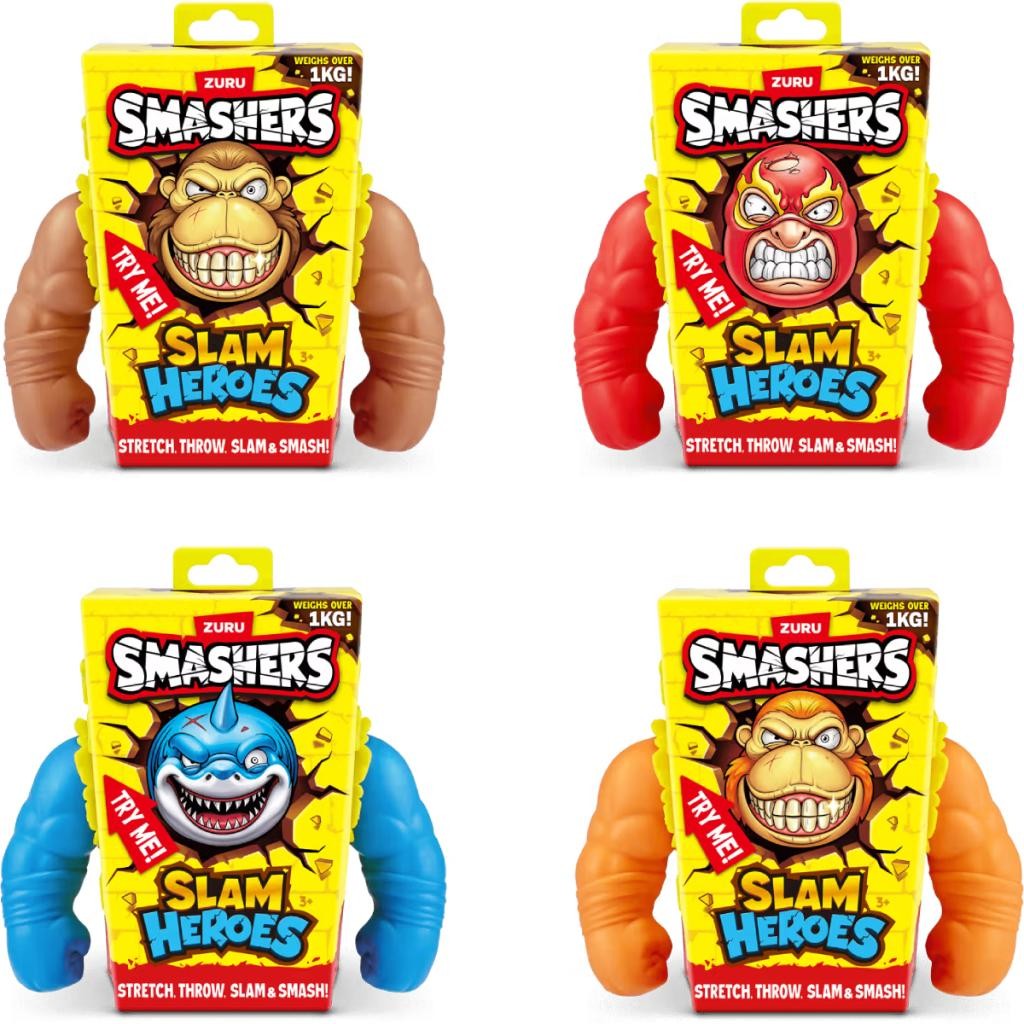 Brinquedo Smashers Boneco Elástico Slam Heroes Stretch Throw Infantil Menino Menina Divertido
