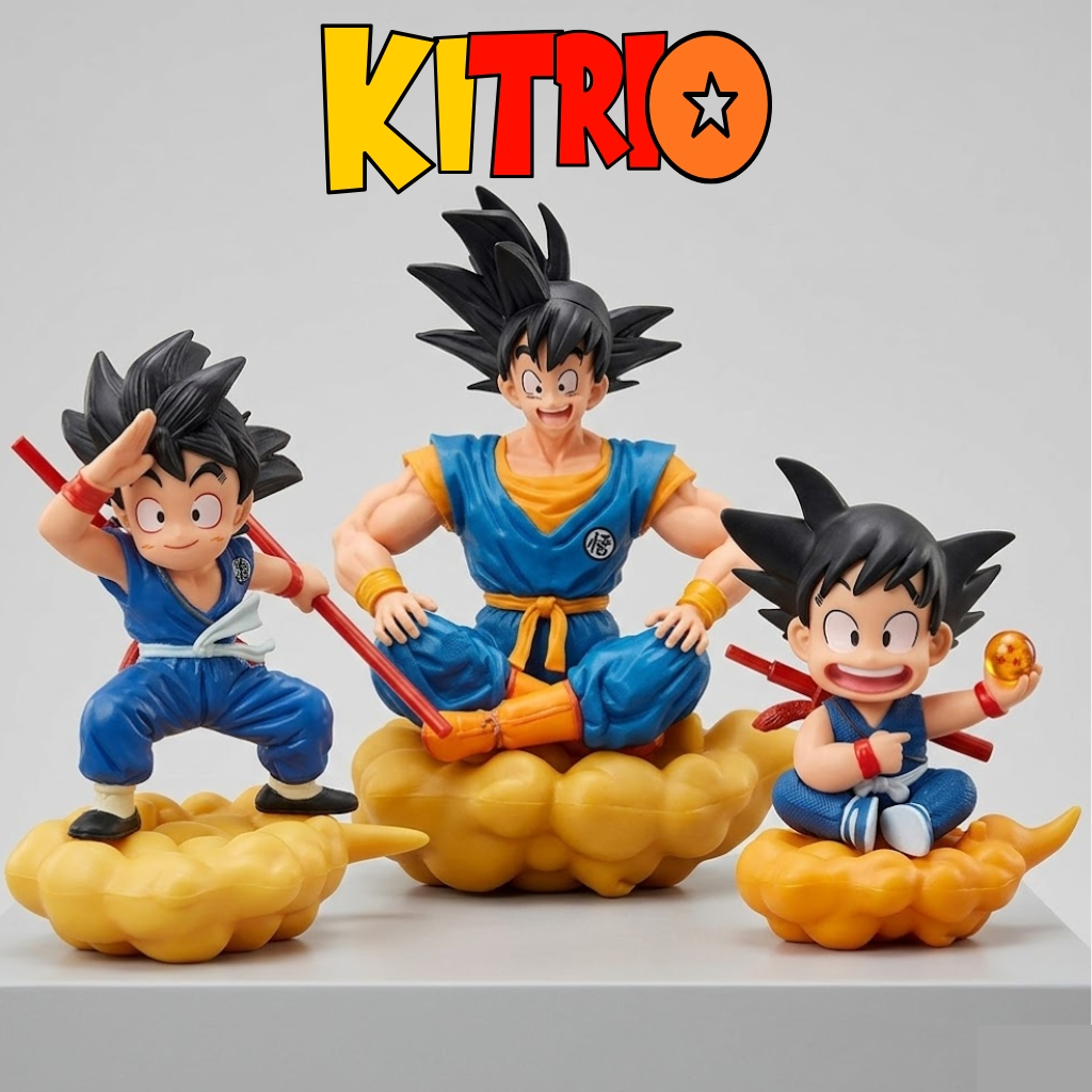 Kit Trio Bonecos Goku Dragon Ball Z Miniatura Coleção Geek