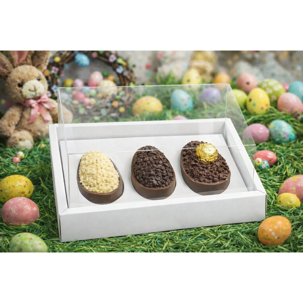5~20 Caixas Mini Trio para Ovo de Colher 50g Gourmet Forma BWB Páscoa
