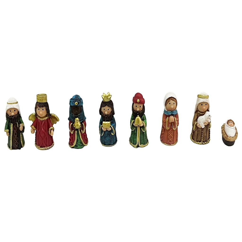 Presépio Imagens Sagrada Família Resina 8 Figuras Mini 5cm