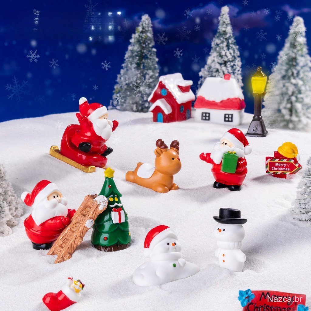 Mini Decoração de Mesa Natal Resina, 2-5cm Papai Noel Fofo, Enfeites Festivos Pequenos