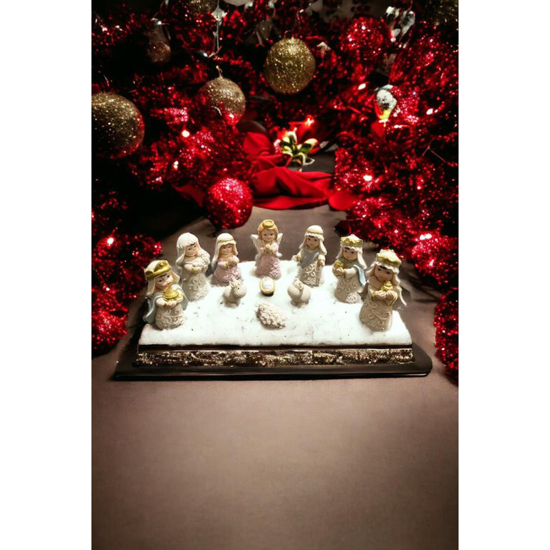 Decoração de Natal Mini Presepio 11 Peças 8,5cm Resina