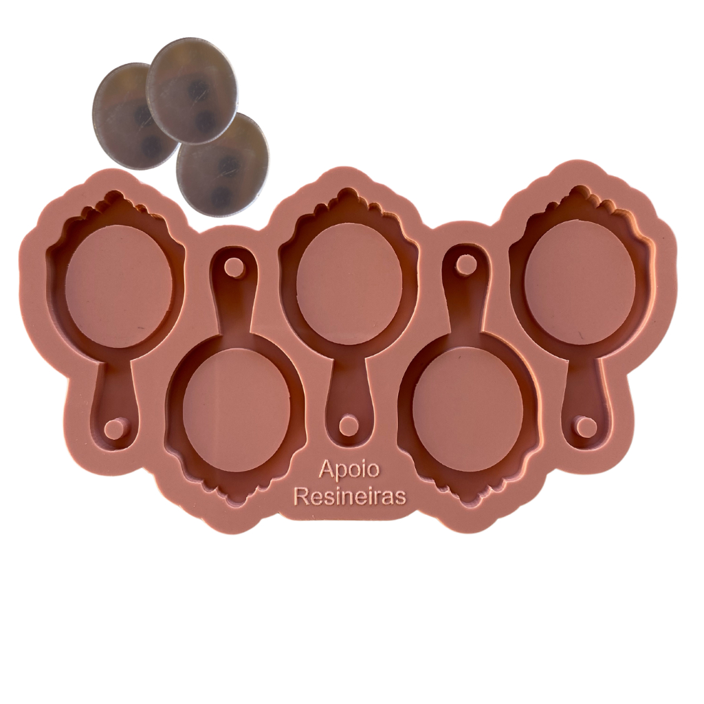 Molde de Silicone para Resina - Mini Espelho Princesa (5,5cm x 3cm).
