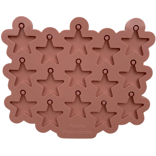 Molde de Silicone para Resina - MINI Estrelas com Furo (2,5cm).