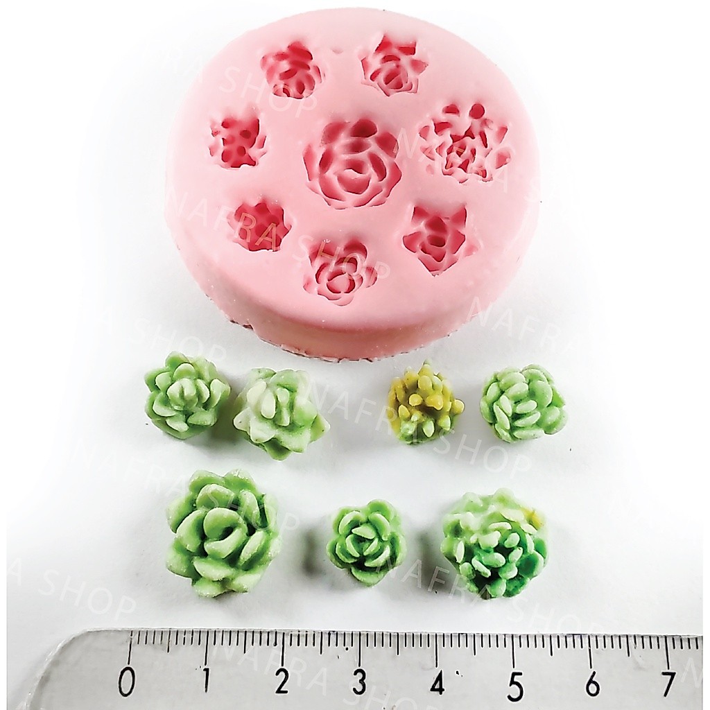Molde Silicone Flor Suculentas Mini 5cm Aplique Bolos