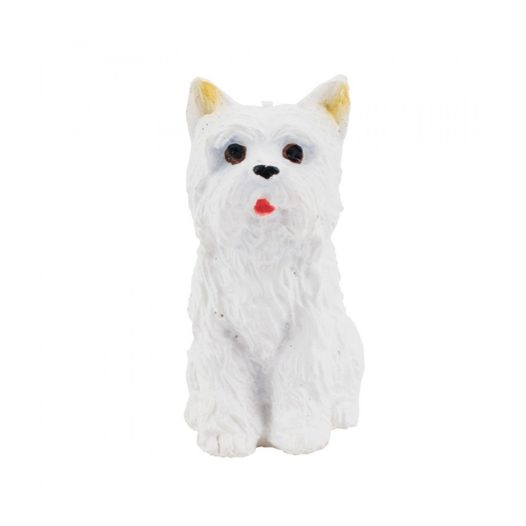 Mini Cachorro Peludo Branco Sentado 5cm - Resina Animais