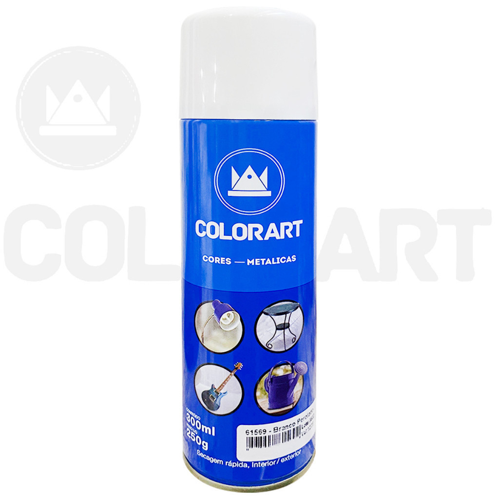 TOP TOP Tinta Spray Efeito Metálico Para metal Branco Perolado Colorart 300 ml