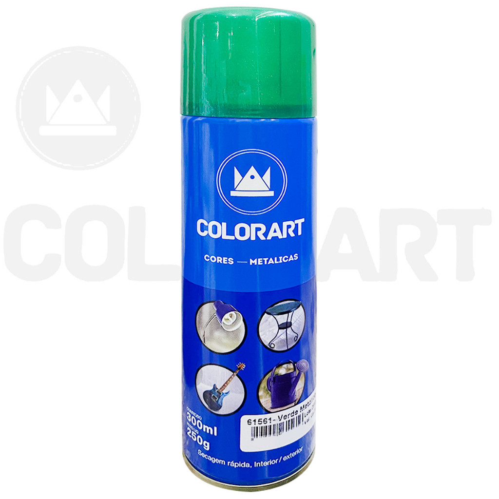 Tinta Spray Efeito Metalico Para Metal Verde Colorart 300ml