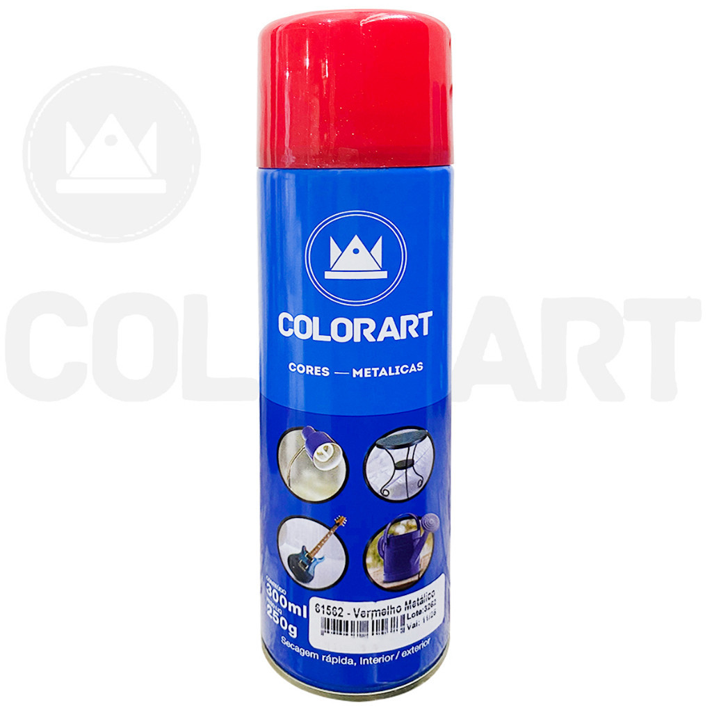 Tinta Spray Efeito Metálico Para metal Vermelho Colorart 300ml