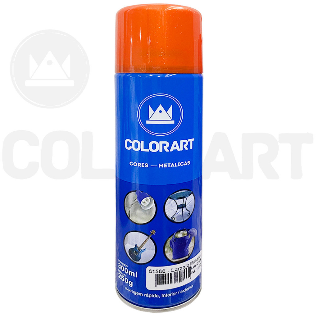 Tinta Spray Efeito Metálico Para metal Laranja Colorart 300ml