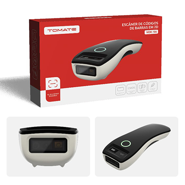 Mini Scanner Portátil Leitor de Codigo de Barras 2D Sem Fio Bluetooth QR Code, Leitor de Bolso Tomate