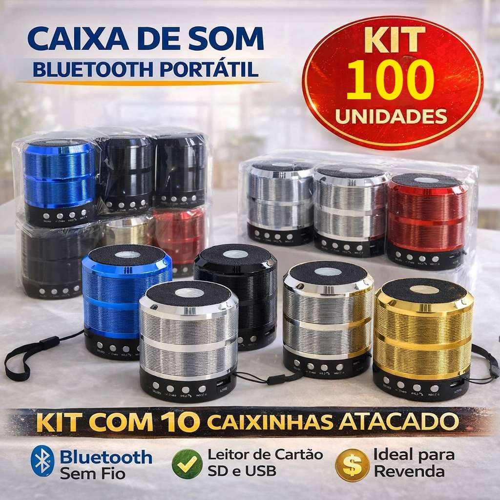 Atacado KIT 100 Mini Caixinha De Som 887 Bluetooth Portátil Bateria Recarregável