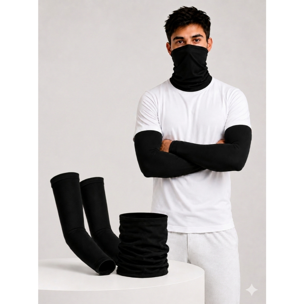 Touca Bandana Multiuso + Manguito UV50+ Sol Vento Frio Proteção Ciclismo Motoboy Esportes Profissões Touca Manga Pescoço